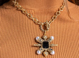 Romy Gold Pearl Black Crystal Necklace