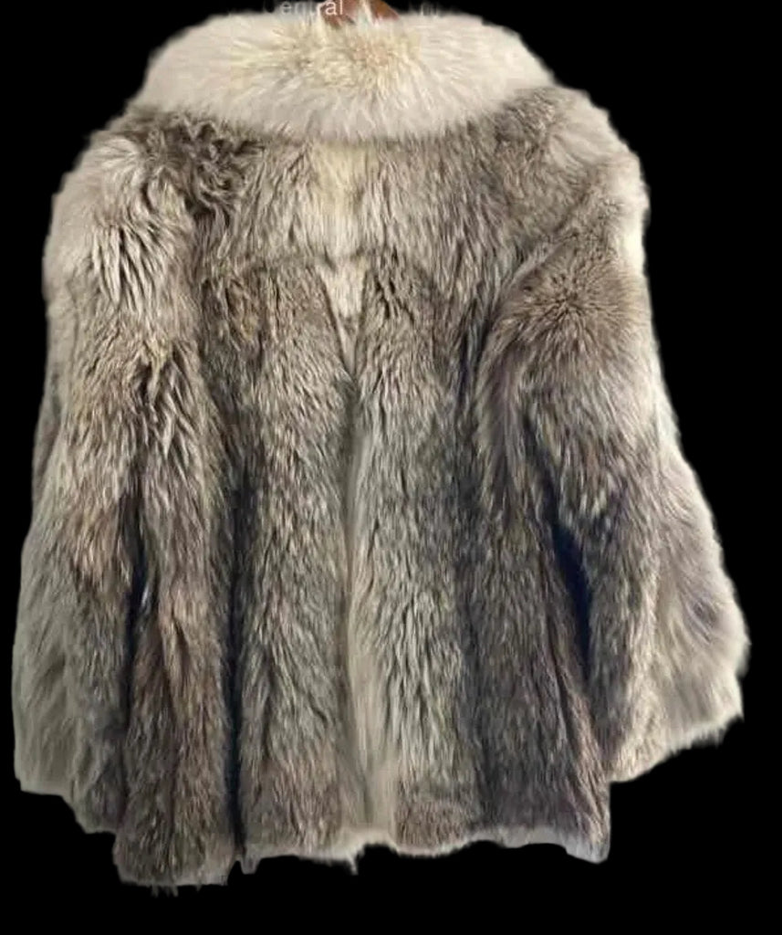 Vintage Coyote Jacket Fox Trim M