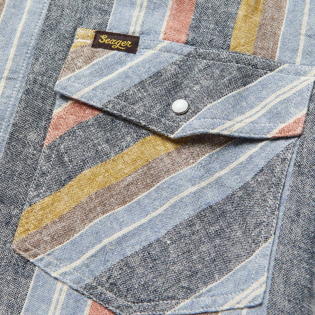 Whippersnapper Washed Stripe Navy Shirt Pearl Snap
