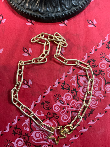 Gold Paperclip Star Necklace
