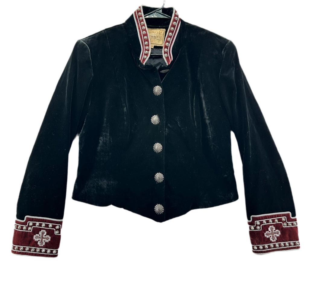 Vintage Black Velvet Jacket Crosses Studs