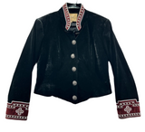 Vintage Black Velvet Jacket Crosses Studs
