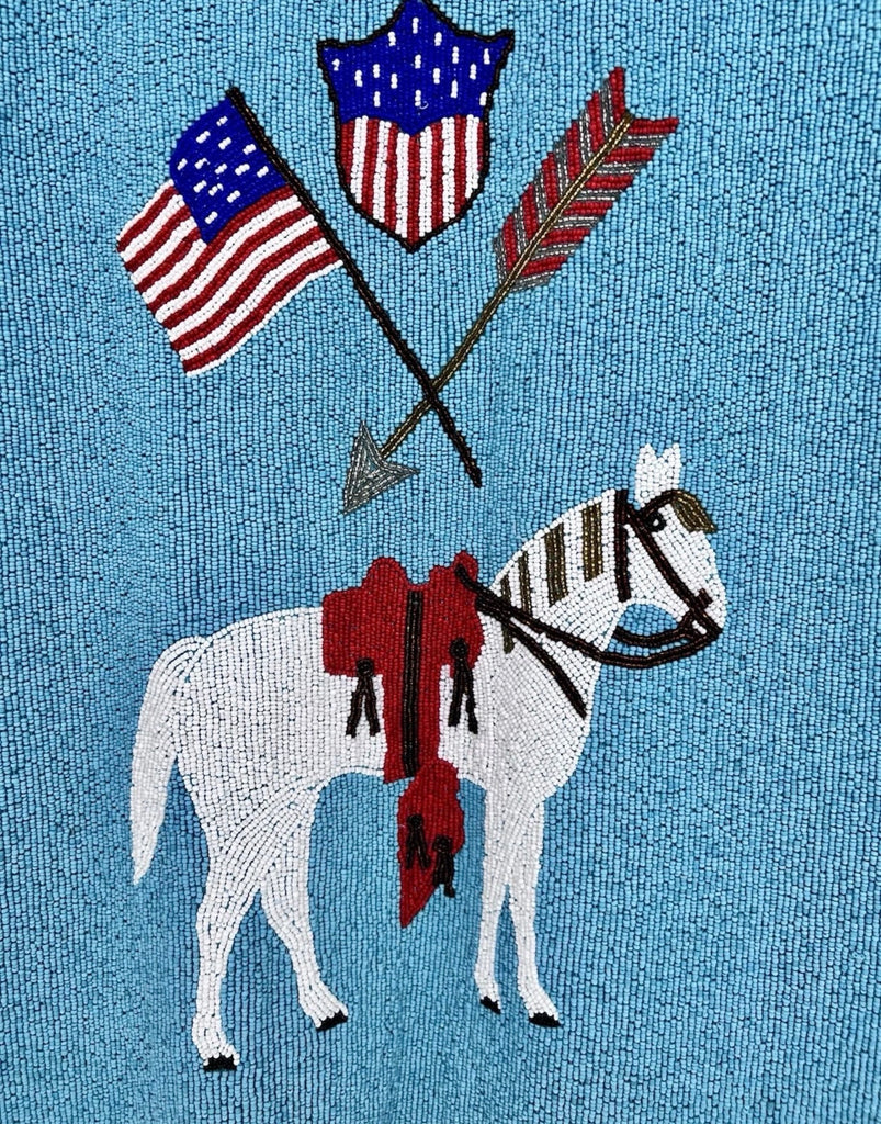 Vintage Beaded Vest USA Flag Stars Horse Fringe “As Is”