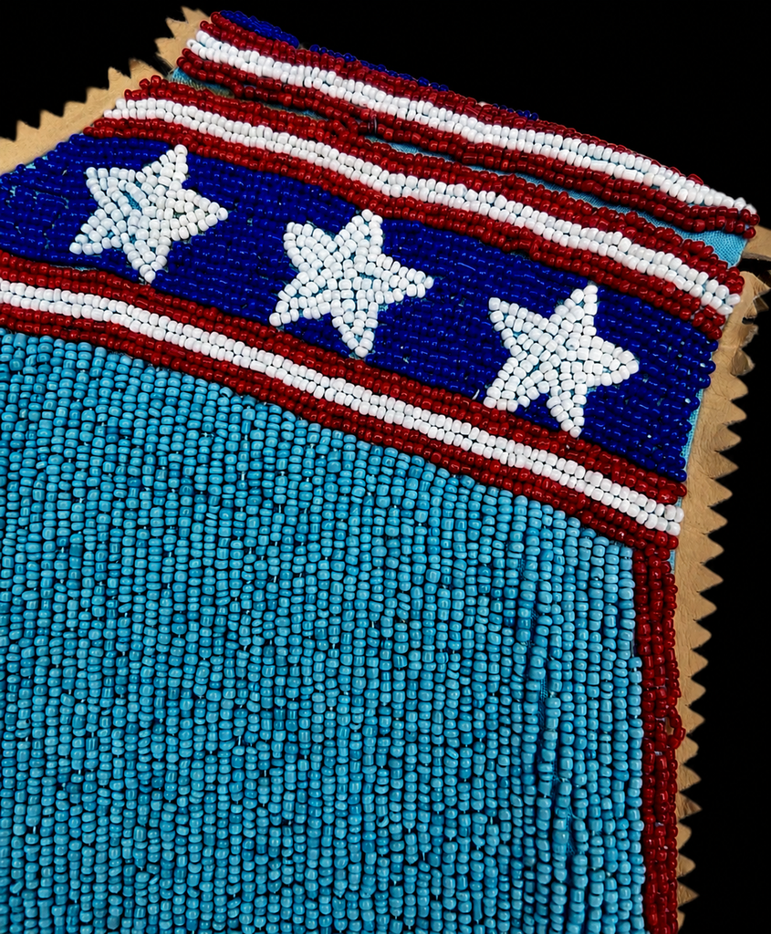 Vintage Beaded Vest USA Flag Stars Horse Fringe “As Is”