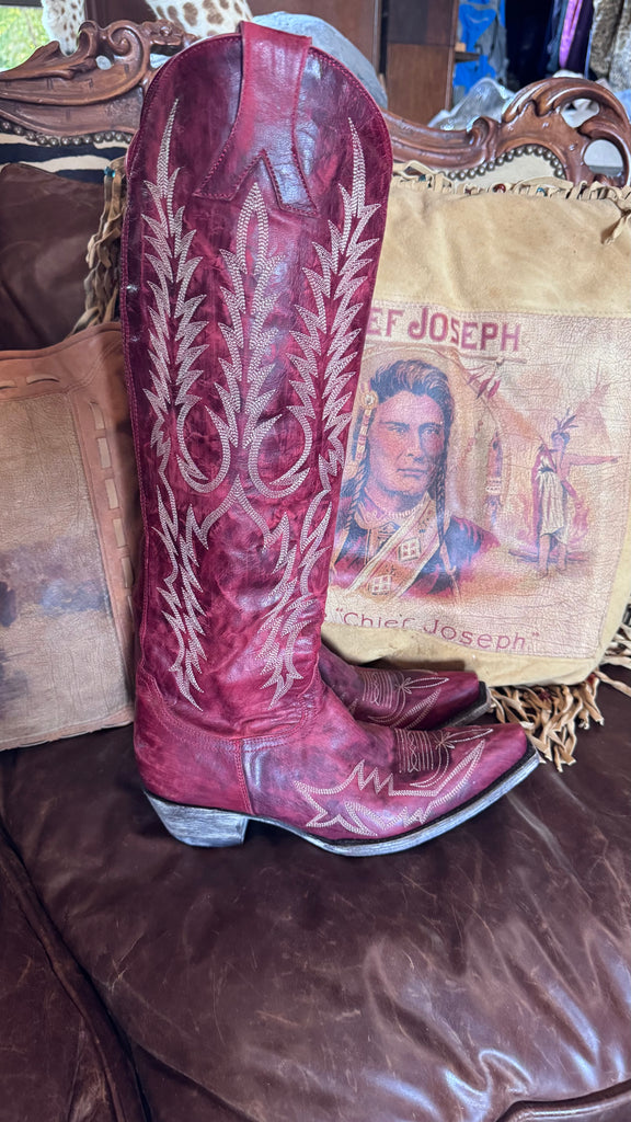 Old Gringo Red Mayra Tall Snip Toe 7.5 Boots EUC
