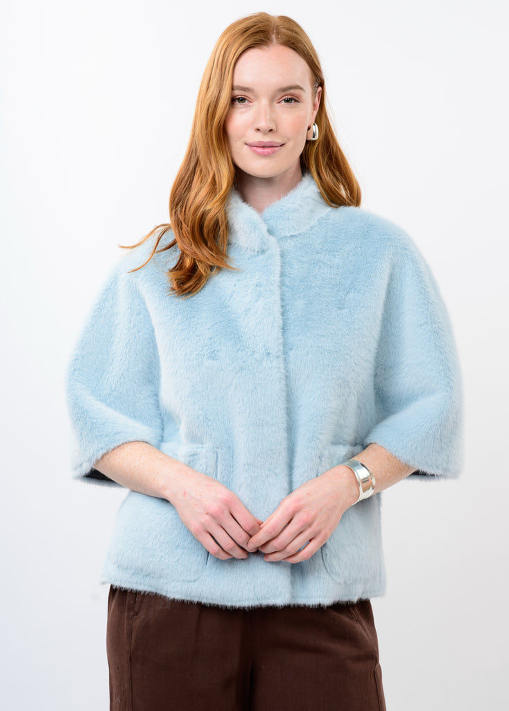 Super Soft Light Blue Faux Fur Capelet