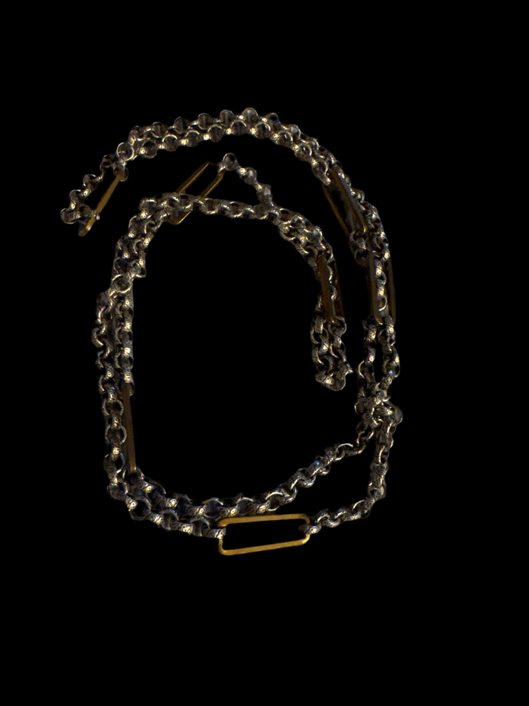Long Silver Brass Vintage Chain Necklace