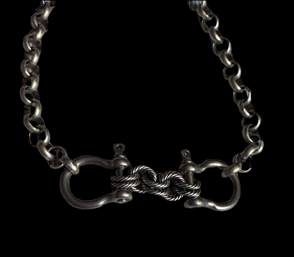 Double Snaffle Bit Silver Rolo Choker