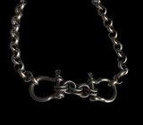 Double Snaffle Bit Silver Rolo Choker