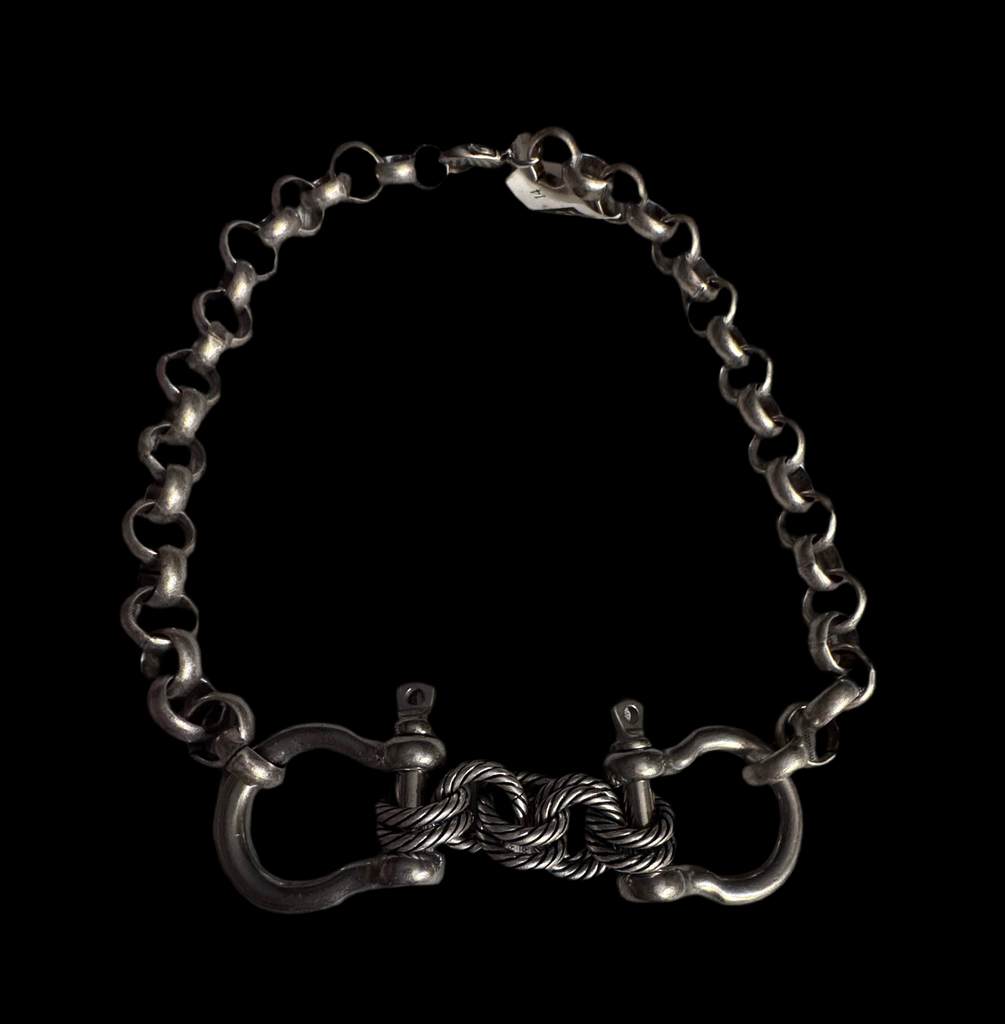 Double Snaffle Bit Silver Rolo Choker