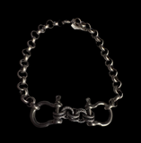 Double Snaffle Bit Silver Rolo Choker