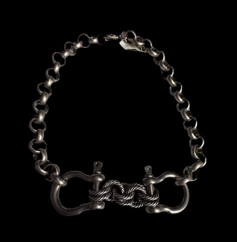 Double Snaffle Bit Silver Rolo Choker