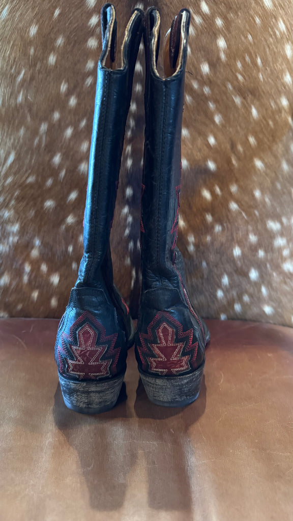 Old Gringo "Quanah" Boots Black/Red EUC 7.5