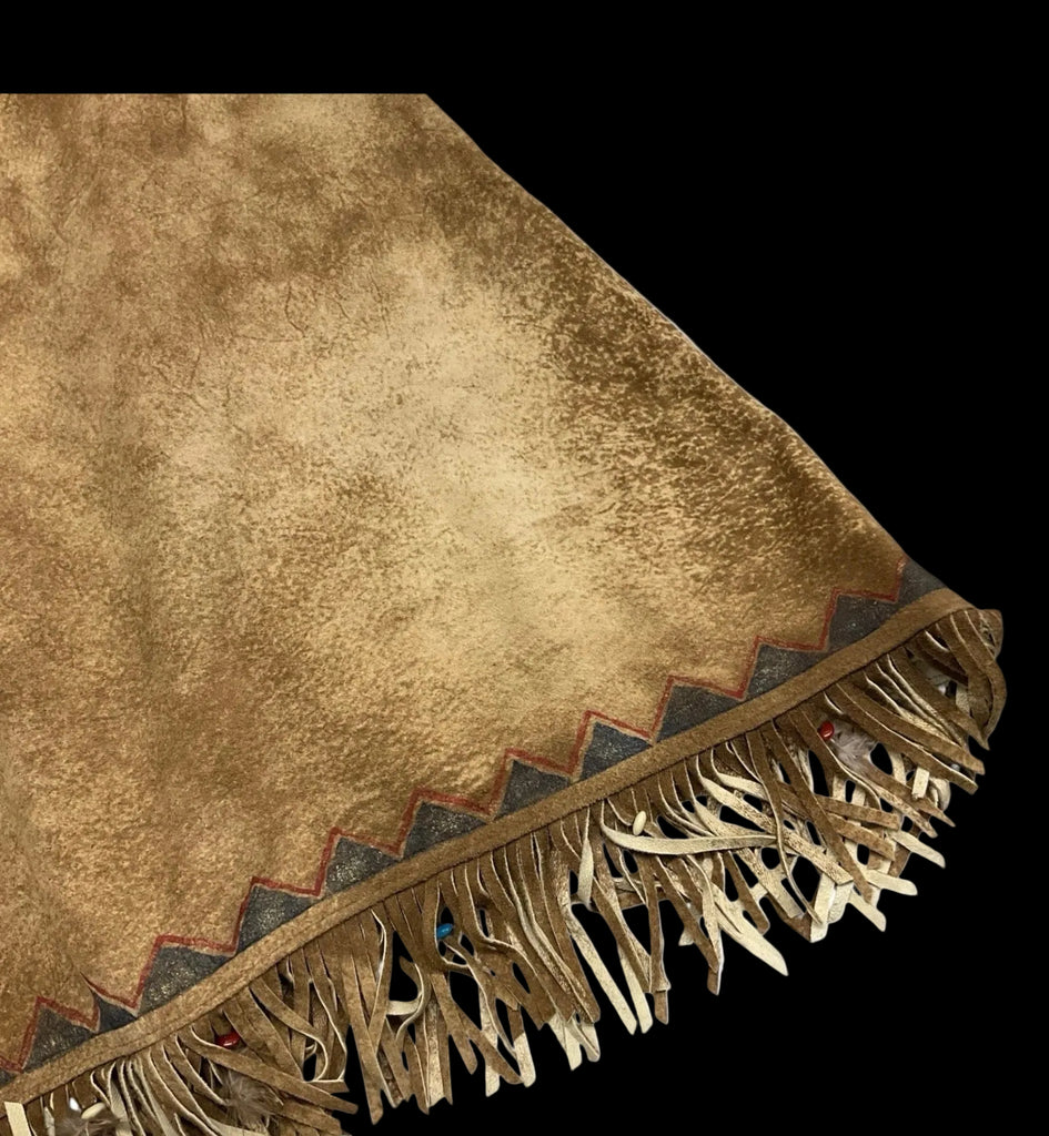 Lamb Suede Patricia Wolf Hand Painted Poncho Vintage