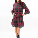 Tartan Cross Stitch Embroidered Dress
