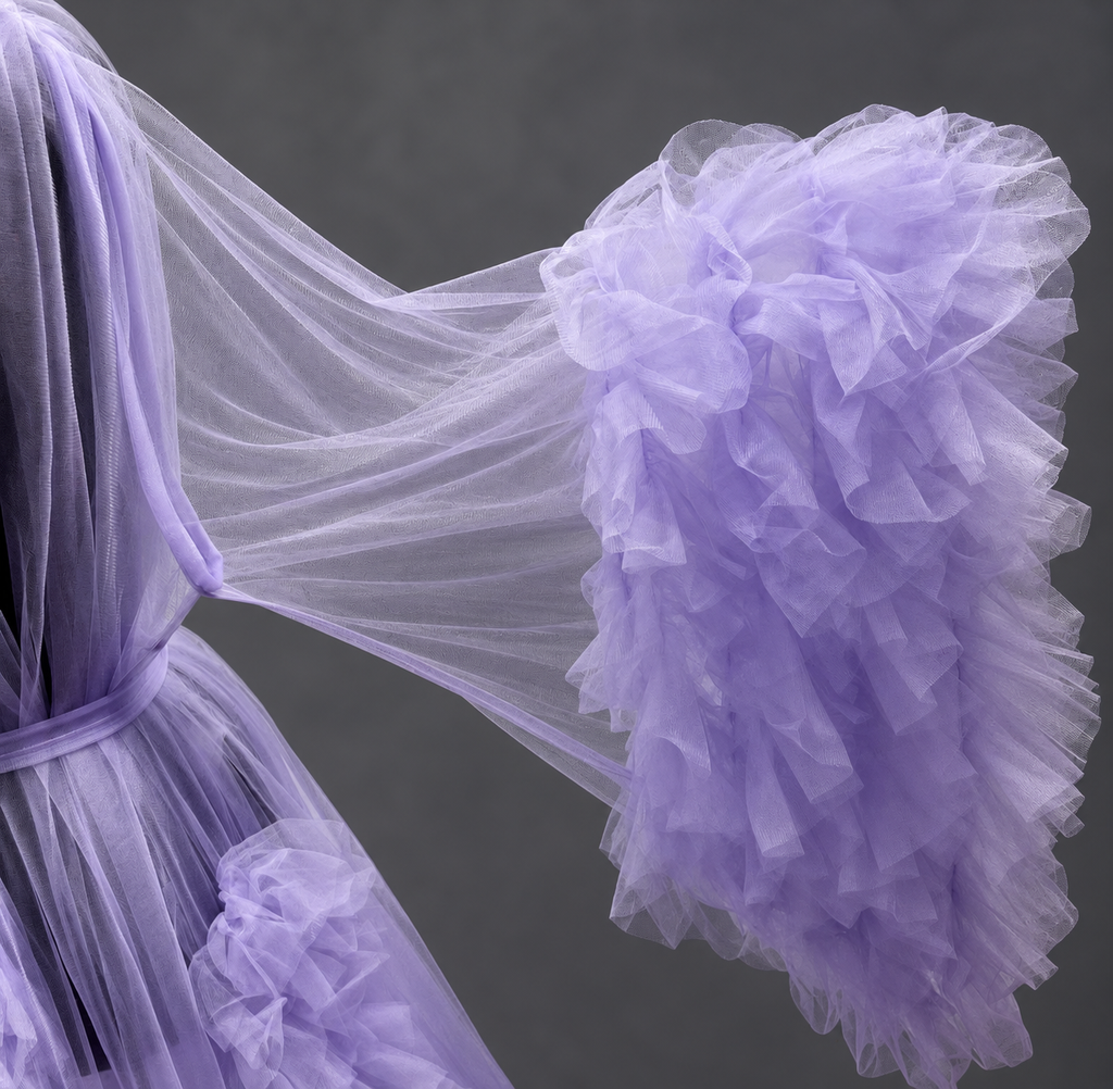 Old Hollywood Glamour Tulle Robe Ruffles & Train