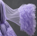 Old Hollywood Glamour Tulle Robe Ruffles & Train
