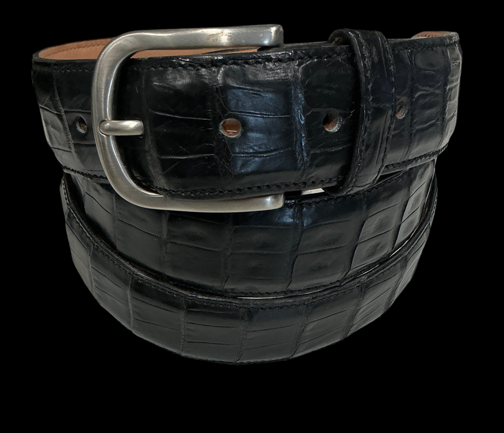 KREIS Custom Black Crocodile Dress Belt 35mm