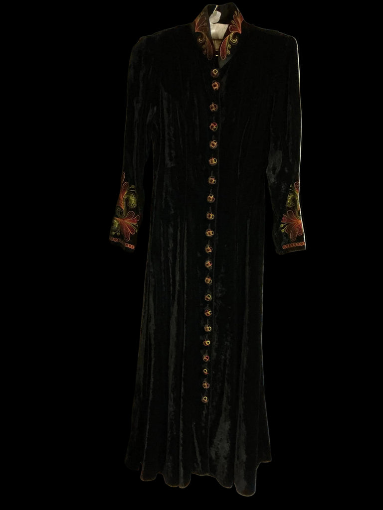 Vintage XS Velvet Dress Embroidered Double D Ranchwear
