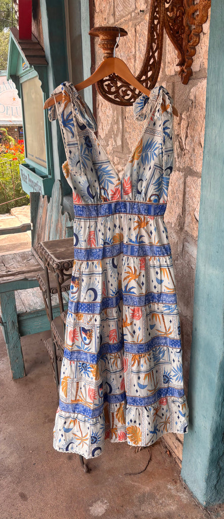 Mediterranean Mosaic Maxi Dress