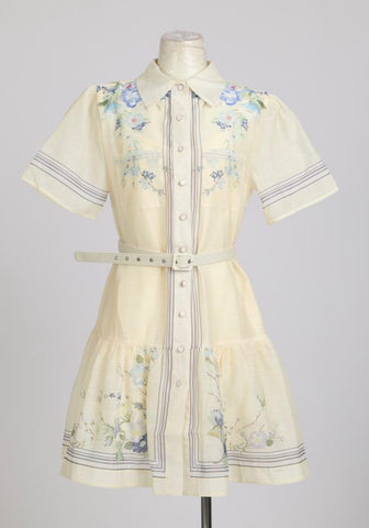 Buttercream Bloom Belted Mini Dress