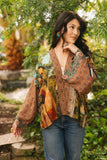 Secret Garden Cropped Bamboo Kimono Cardigan with Swan