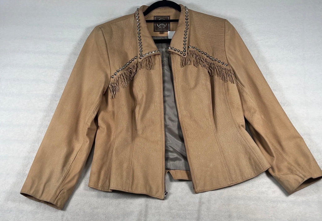 DDR Leather Fringe Studded Jacket S