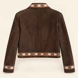 Vintage Suede Jacket Arrow Leather Trim L