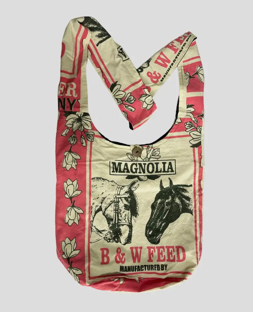 Vintage Print Feed Sack Hobo Bag