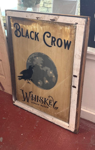Black Crow Whiskey Reverse Painting Window