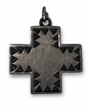 Vintage Heavy Sterling Silver Southwestern Handmade Link Chain Necklace with Removable Cross Pendant