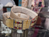 Judith Lieber 1980s Lizard Semi Precious Stone Belt