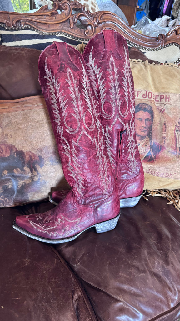 Old Gringo Red Mayra Tall Snip Toe 7.5 Boots EUC