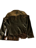 Fringe Zip Lamb Leopard Jacket M