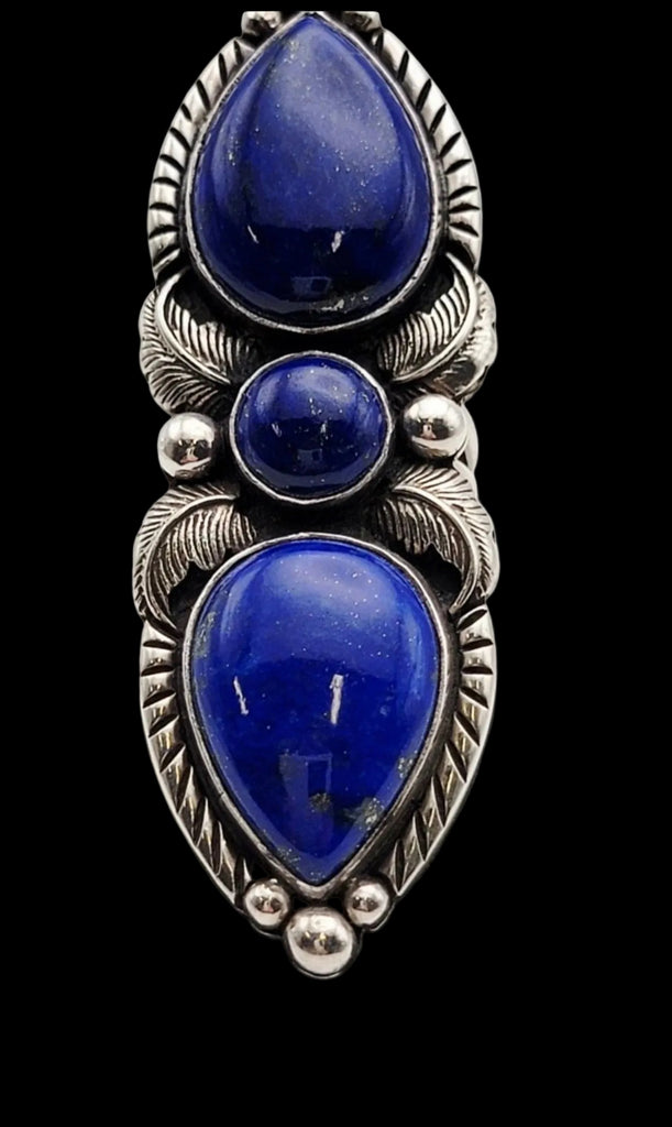 Pacific Crested 3 Stone Lapis Lazuli Ring 10.5