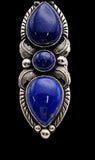 Pacific Crested 3 Stone Lapis Lazuli Ring 10.5