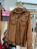 Scully Soft Suede Brown Pearl Snap Shacket L
