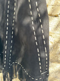 Suede Fringe Black Poncho Arrows O/S