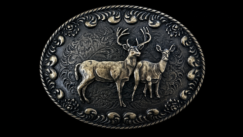 Buck Doe Hunter Nature Buckle