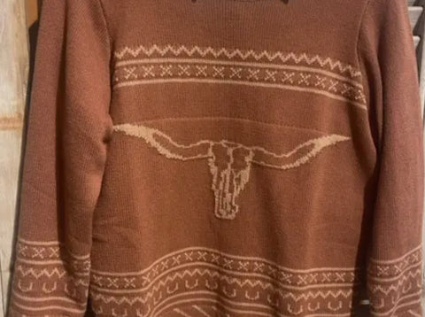 Burnt Orange Longhorn Sweater