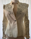 Kippys Cream Lamb Leather Jacket Swarovski M