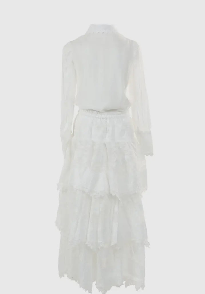 White Lace Tiered Skirt