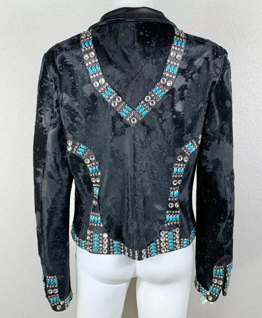 Kippys Acid Washed Jacket with Swarovski Crystals & Turquoise M