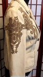 Cream Leather Jacket with Beautiful Appliqués M