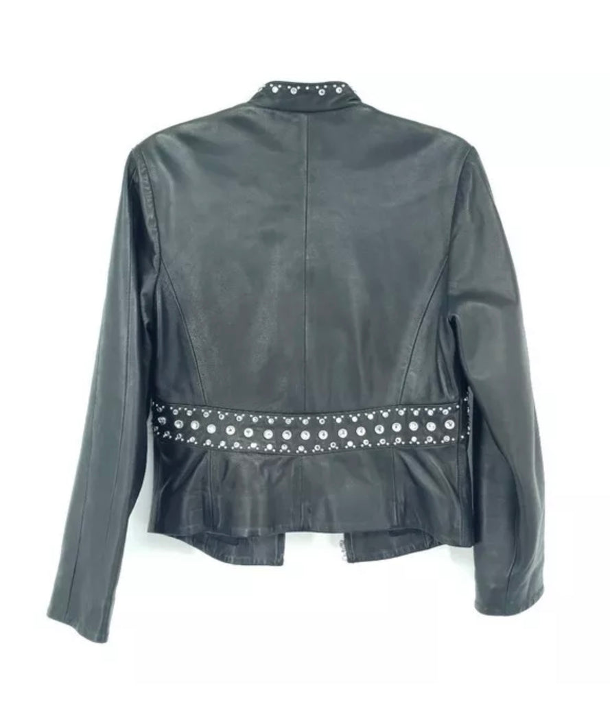 Italian Lamb Leather Swarovski Crystal Jacket