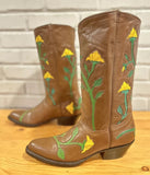 Inlaid Yellow Rose Boots Vintage New 7.5