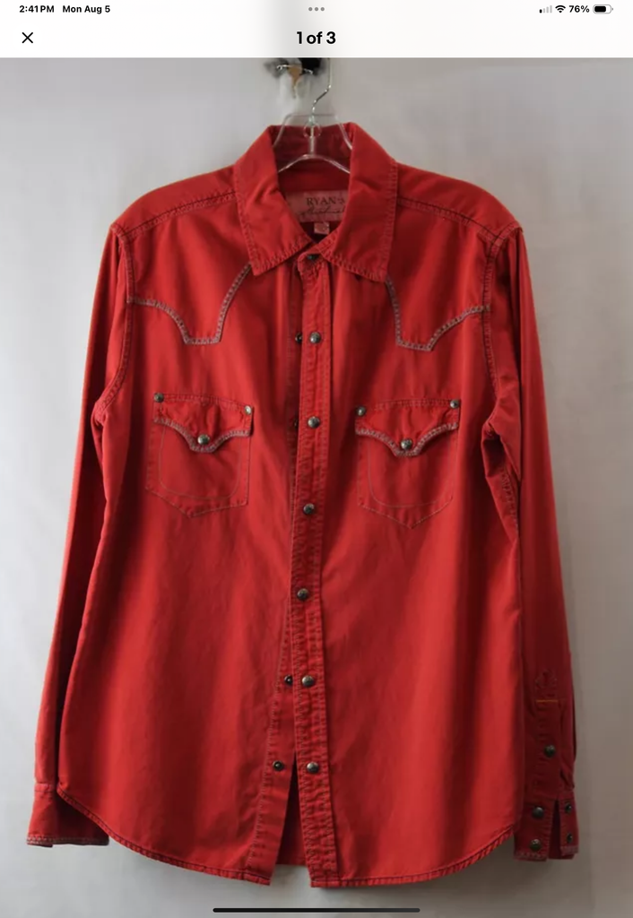 Ryan Michael Red Western Men’s Shirt M