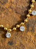 Stunning Gold Beads Necklace Large Crystals