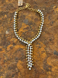 Clear Crystal Gold Beads Necklace Tassels