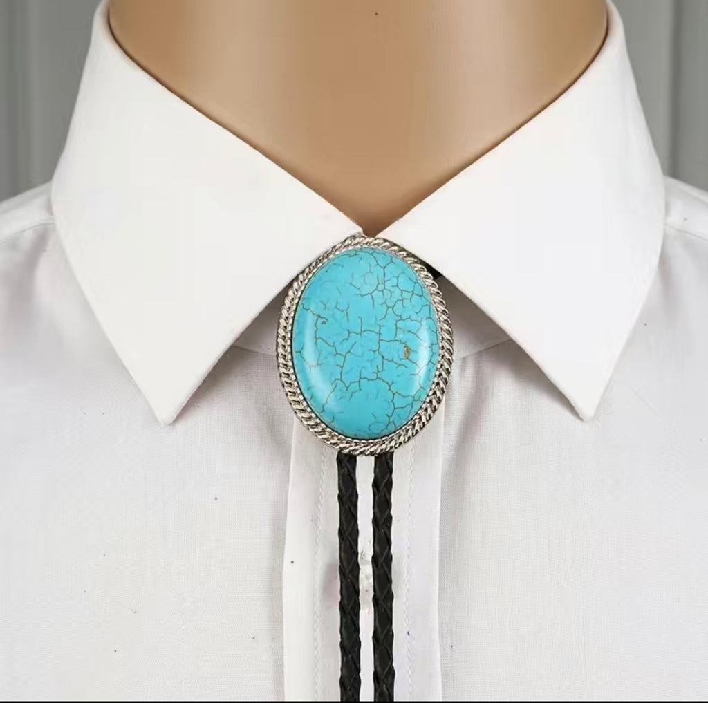 Large Oval Stone Bolo Tie